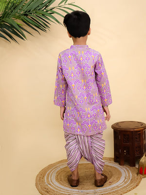 Ethnic Set - Sage Violet Boys Dhoti Kurta with Girls Anarkali Kurta Set - Twinning Combo