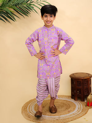 Ethnic Set - Sage Violet Boys Dhoti Kurta with Girls Anarkali Kurta Set - Twinning Combo