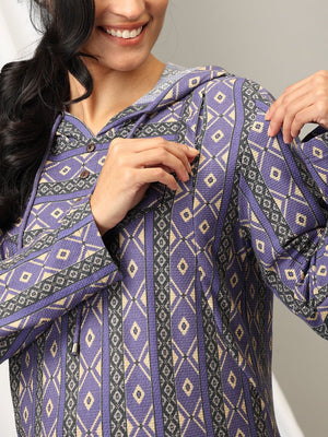 Euphoric Dazzle maternity and Nursing Hoodie Sweatshirt - MNSWT - SD - ERPD - S