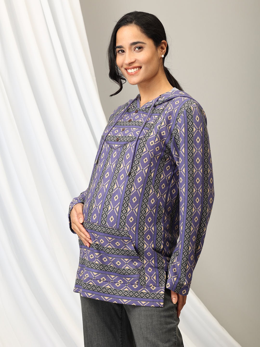 Euphoric Dazzle maternity and Nursing Hoodie Sweatshirt - MNSWT - SD - ERPD - S