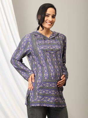 Euphoric Dazzle maternity and Nursing Hoodie Sweatshirt - MNSWT - SD - ERPD - S