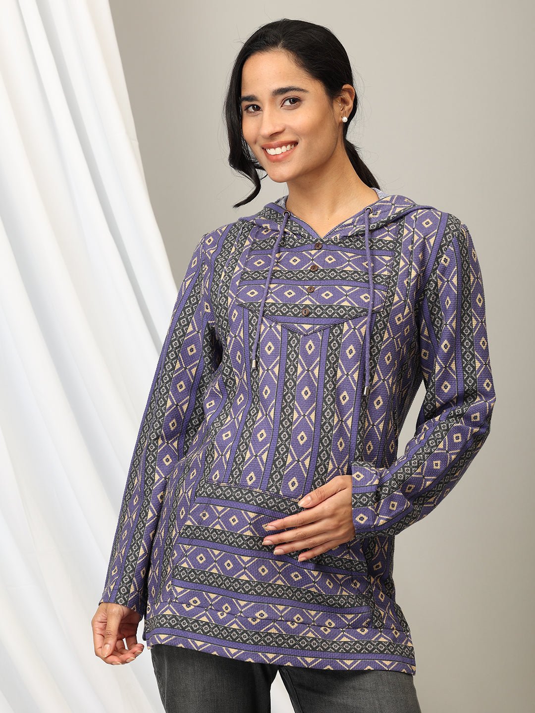 Euphoric Dazzle maternity and Nursing Hoodie Sweatshirt - MNSWT - SD - ERPD - S