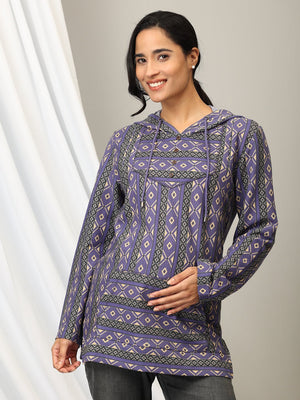 Euphoric Dazzle maternity and Nursing Hoodie Sweatshirt - MNSWT - SD - ERPD - S