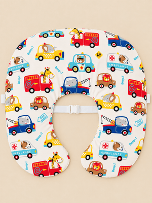 Extra Large Nursing Pillow Cover -Jungle Traffic - White Nursing Pillow Cover