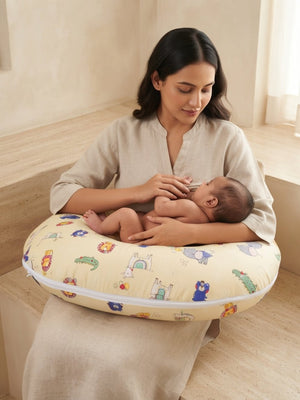 Extra Large Nursing Pillow -Critter Chaos - Yellow Feeding Pillow