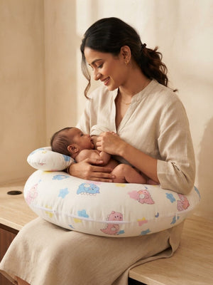 Extra Large Nursing Pillow -Dino Cuddle - Yellow Feeding Pillow