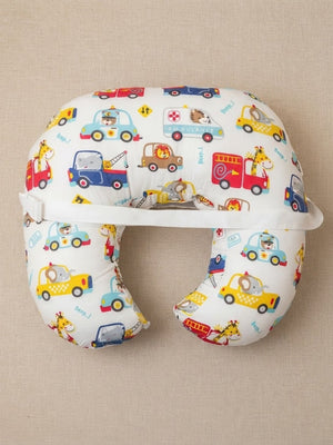 Extra Large Nursing Pillow -Jungle Traffic - White Feeding Pillow