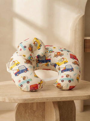 Extra Large Nursing Pillow -Jungle Traffic - White Feeding Pillow