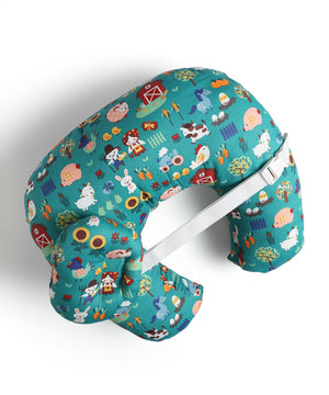 Extra Large Nursing Pillow - My Little Farm - Teal Feeding Pillow