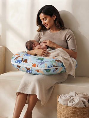 Extra Large Nursing Pillow -Roar & Rest - Blue Feeding Pillow