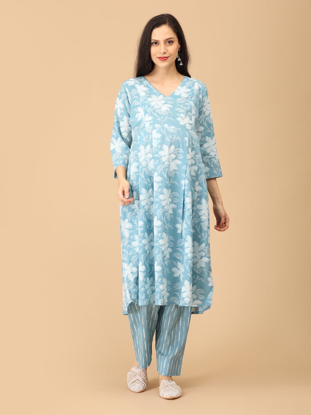 Faded Fine Maternity and Nursing Kurta Set With Dupatta - MEW - SK - FDFN - S
