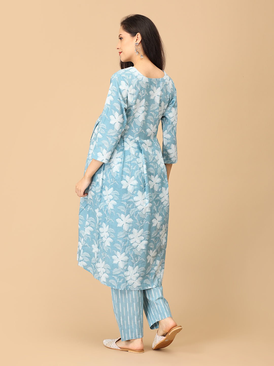 Faded Fine Maternity and Nursing Kurta Set With Dupatta - MEW - SK - FDFN - S