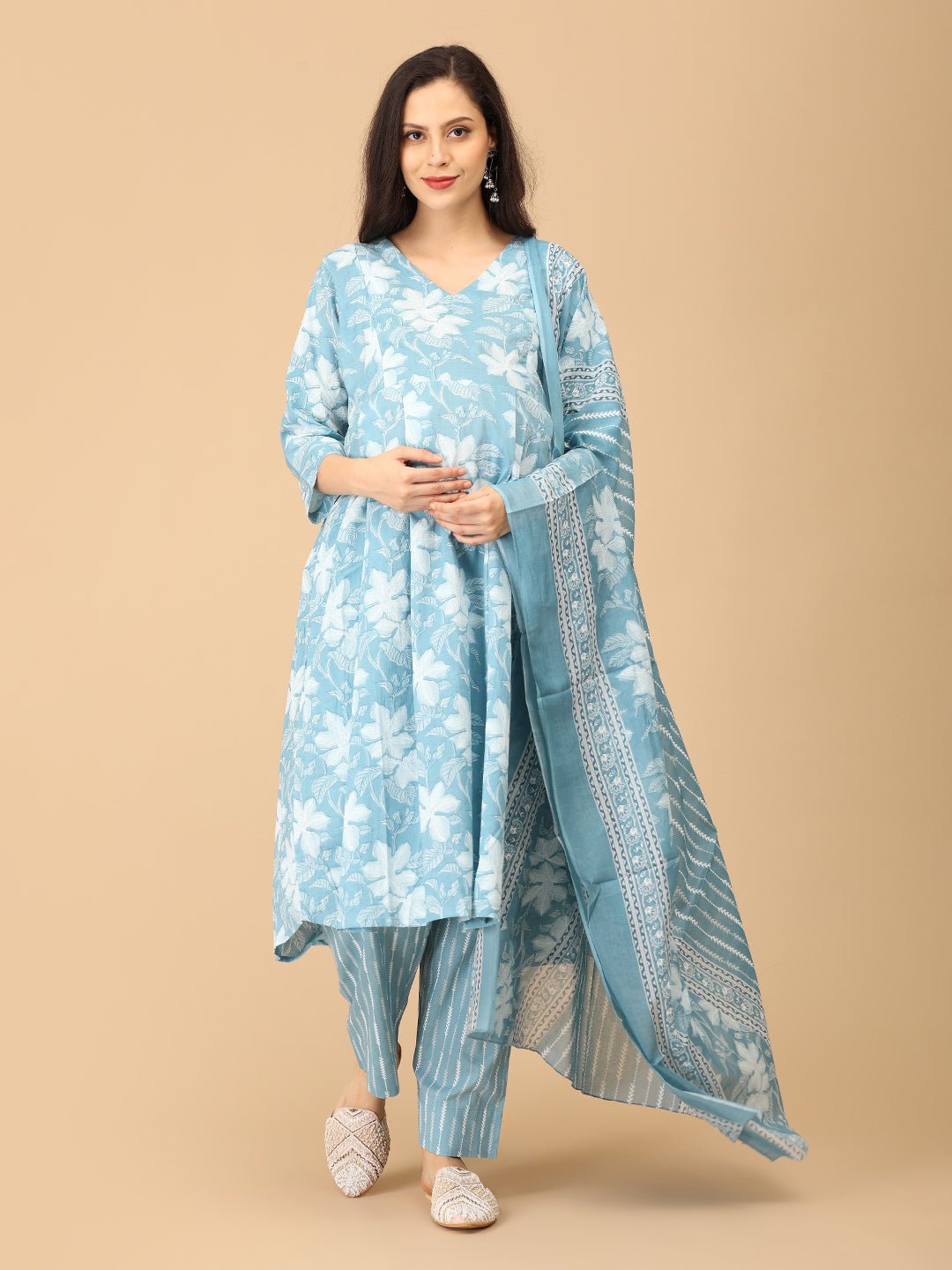 Faded Fine Maternity and Nursing Kurta Set With Dupatta - MEW - SK - FDFN - S