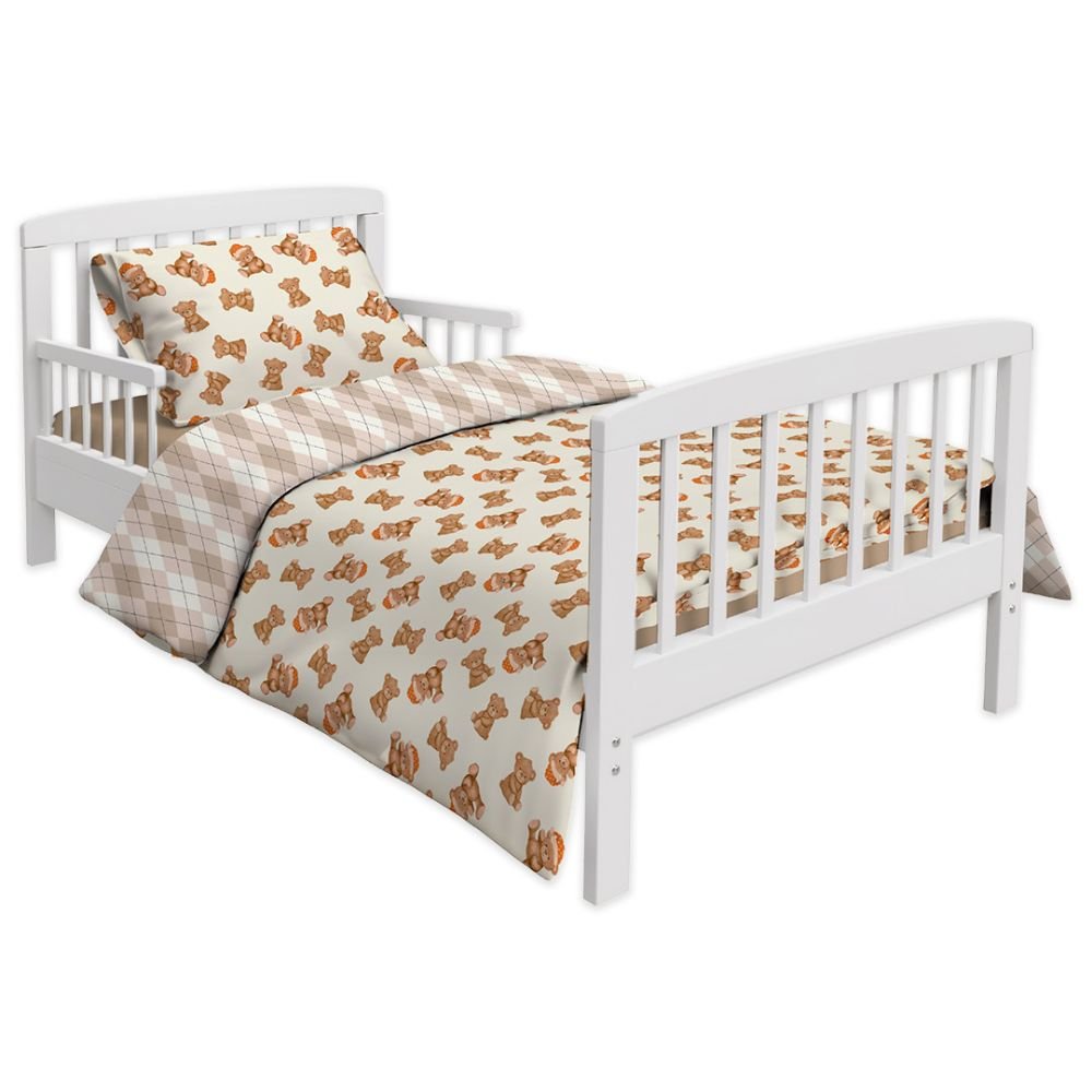 Fancy Fluff 5 Pc Organic Cotton Baby Comforter Set - Cuddle Bear - FF - CB - BCS - 01