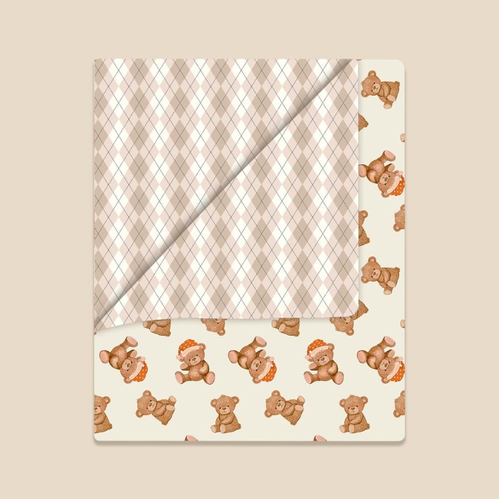 Fancy Fluff 5 Pc Organic Cotton Baby Comforter Set - Cuddle Bear - FF - CB - BCS - 01