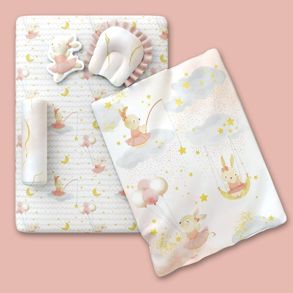 Fancy Fluff 6 PC Organic New Born Bed Set- Day Dream - FF-DM-BMST-02