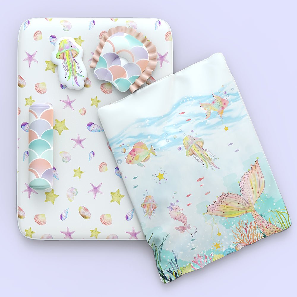 Fancy Fluff 6 Pc Organic New Born Bed Set - Sea Fantas - FF - SF - BMST - 04