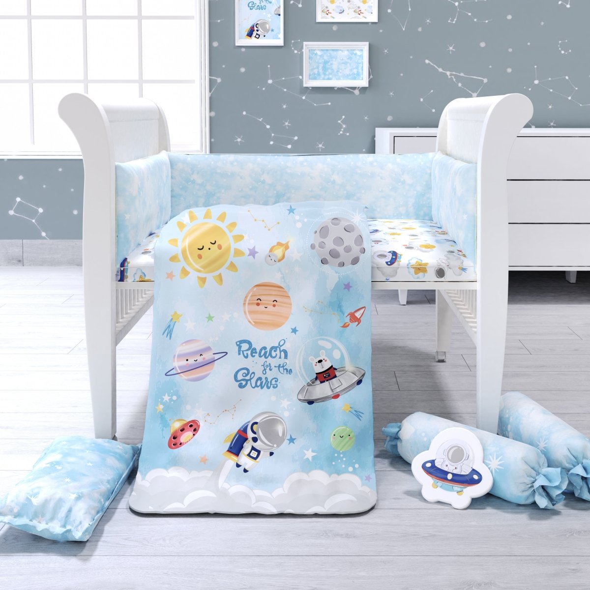 Fancy Fluff 7 Pc Organic Baby Cot Bedding Set- Nova - FF-NV-FCS-03