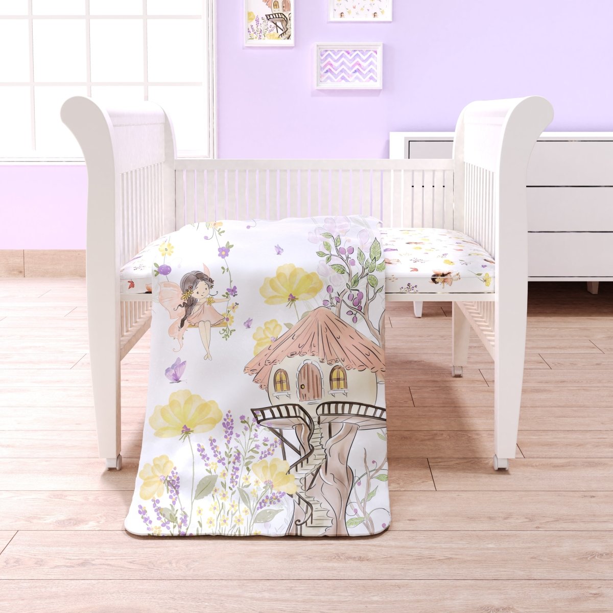 Fancy Fluff 7 Pc Organic Baby Cot Bedding Set- Pixie Dust - FF-PX-FCS-04