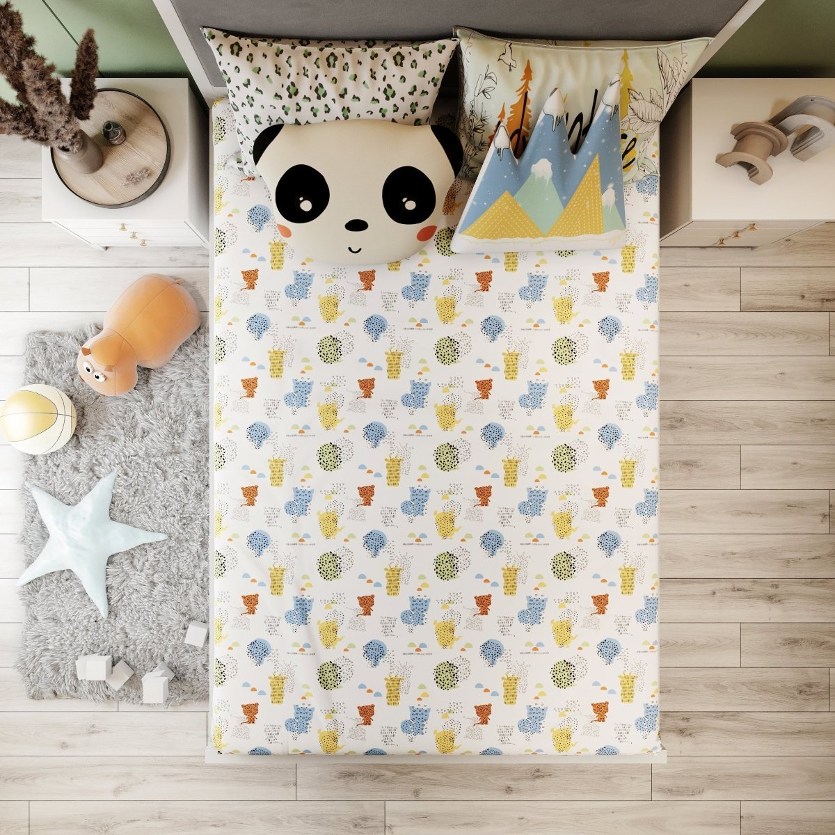 Fancy Fluff Kids Double Bedsheet Set- Animal Planet - FF-AP-DBD-02