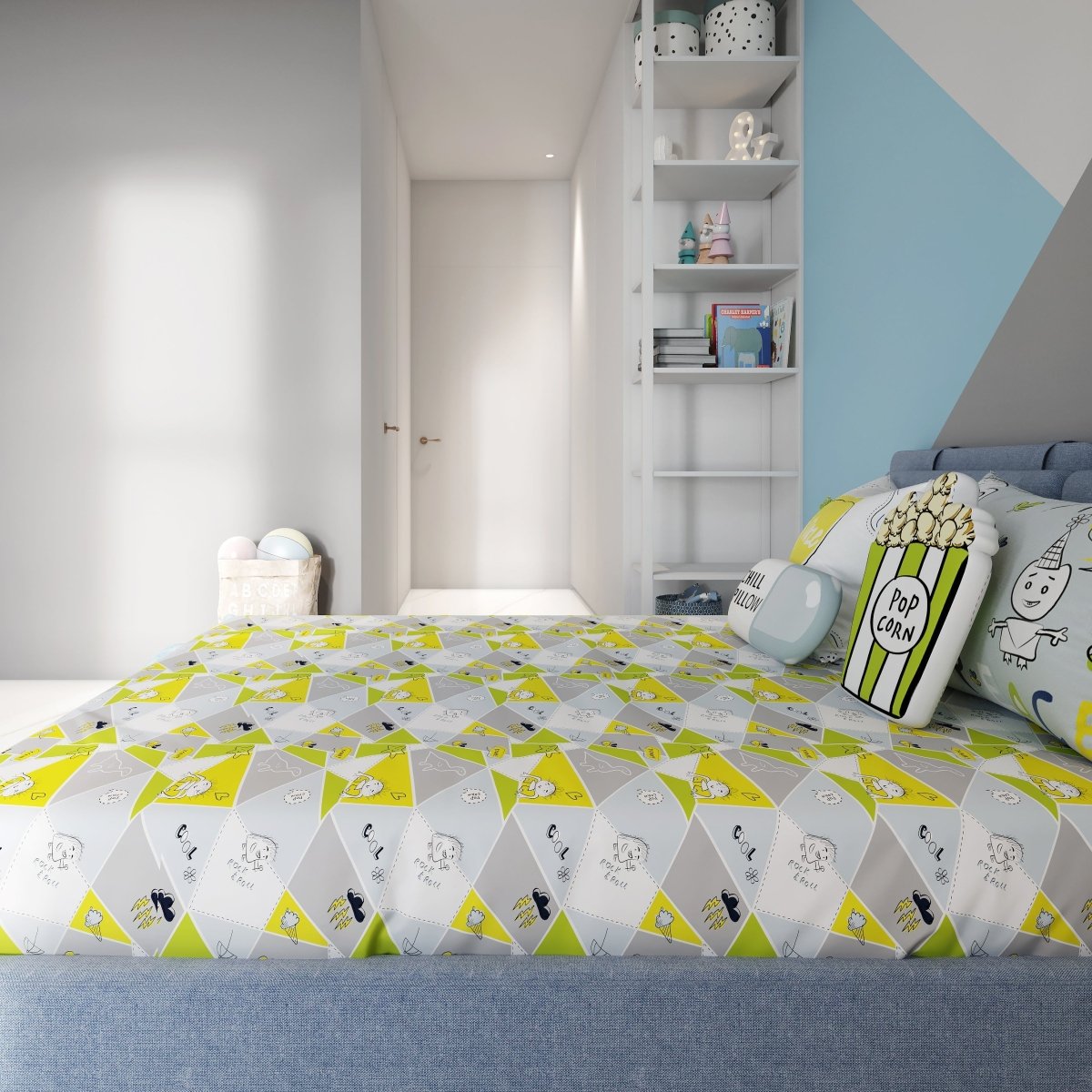 Fancy Fluff Kids Double Bedsheet Set- Doodle Land - FF-DL-DBD-01
