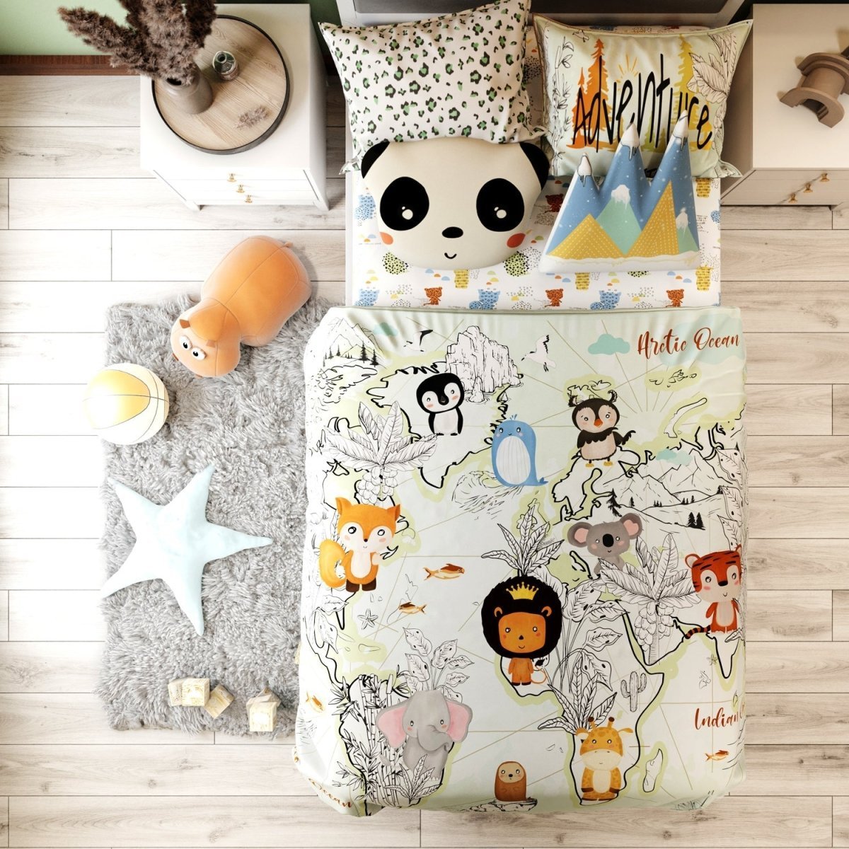 Fancy Fluff Kids Single Bedsheet Set- Animal Planet - FF-AP-SBD-02