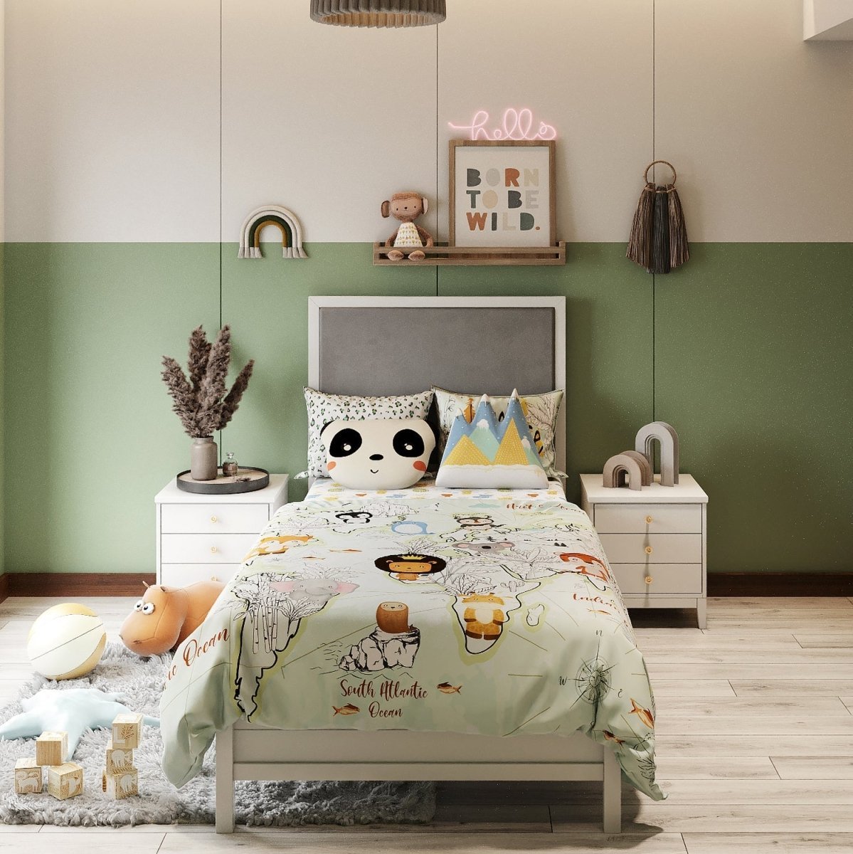 Fancy Fluff Kids Single Bedsheet Set- Animal Planet - FF-AP-SBD-02