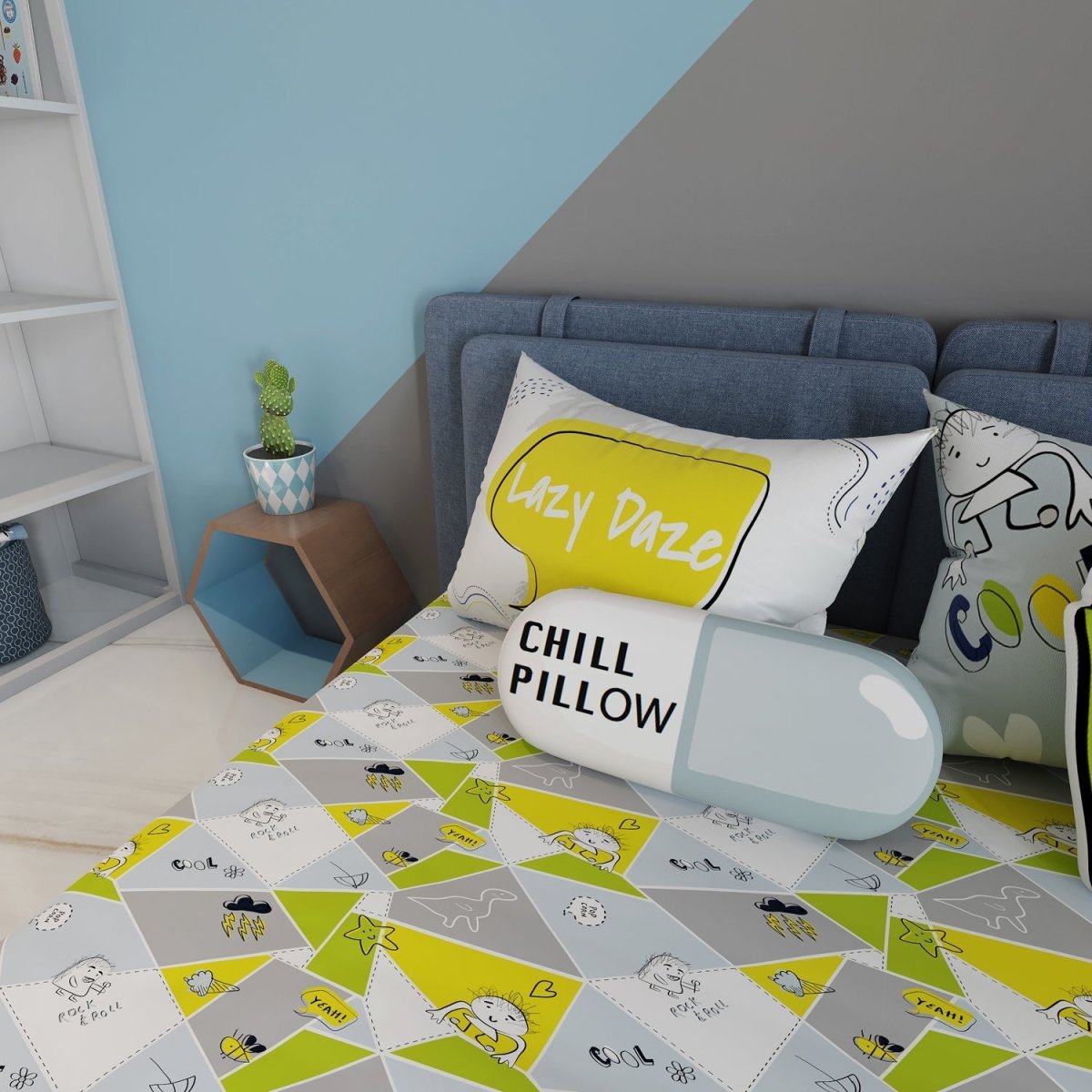 Fancy Fluff Kids Single Bedsheet Set- Doodle Land - FF-DL-SBD-01