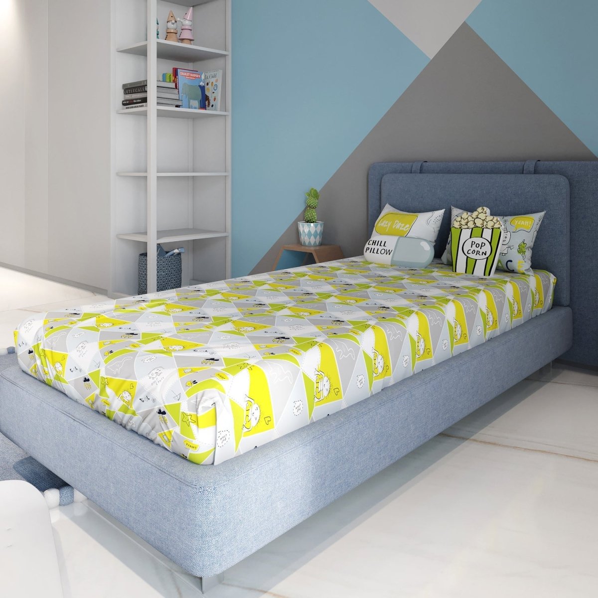 Fancy Fluff Kids Single Bedsheet Set- Doodle Land - FF-DL-SBD-01
