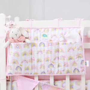 Fancy Fluff Organic Crib Organiser - Rainbow Dreams - FF - RD - QCO - 02