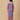 Back view of blue maternity and nursing kurta with coral floral print and three-quarter sleeves.