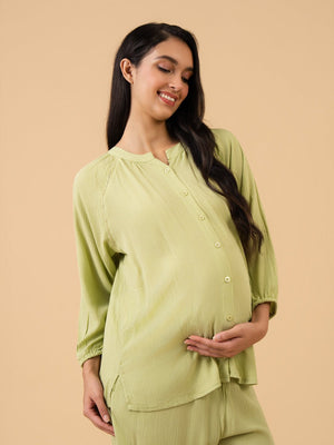 Feelin’ Sagey Maternity and Nursing Nightwear Set - Sage Maternity Nightwear Set