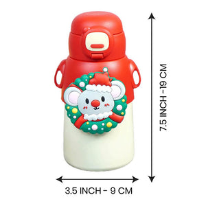 Festive Mouse Christmas themed Stainless Steel water bottle for Toddlers & Kids, 500ml - Back To School