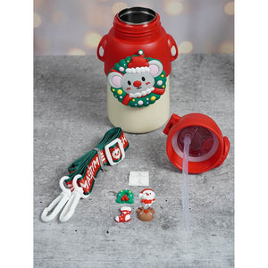 Festive Mouse Christmas themed Stainless Steel water bottle for Toddlers & Kids, 500ml - Back To School