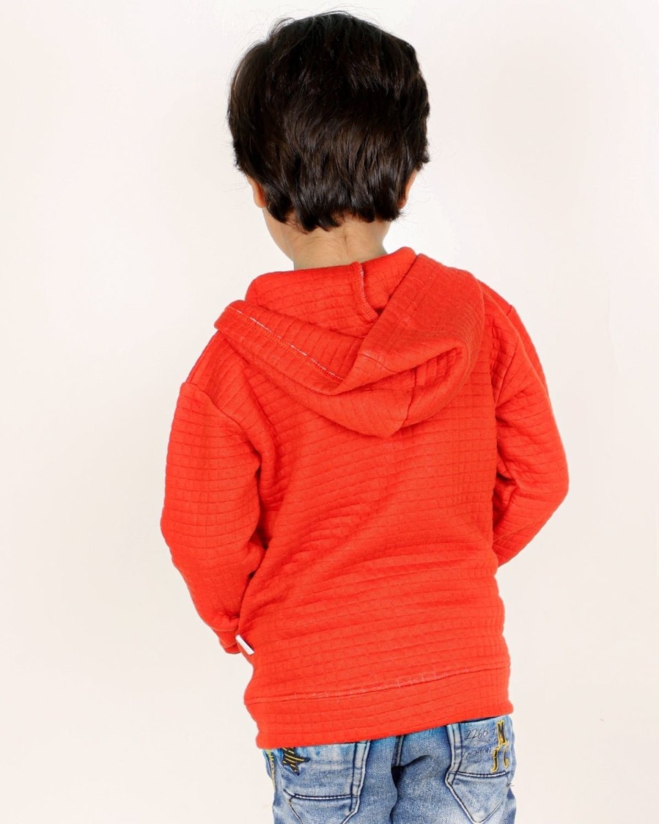 Fiery Orange Quilted Kids Unisex Zipper Jacket - ZPJK-ORQLT-1-2