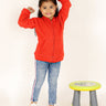 Fiery Orange Quilted Kids Unisex Zipper Jacket - ZPJK-ORQLT-1-2