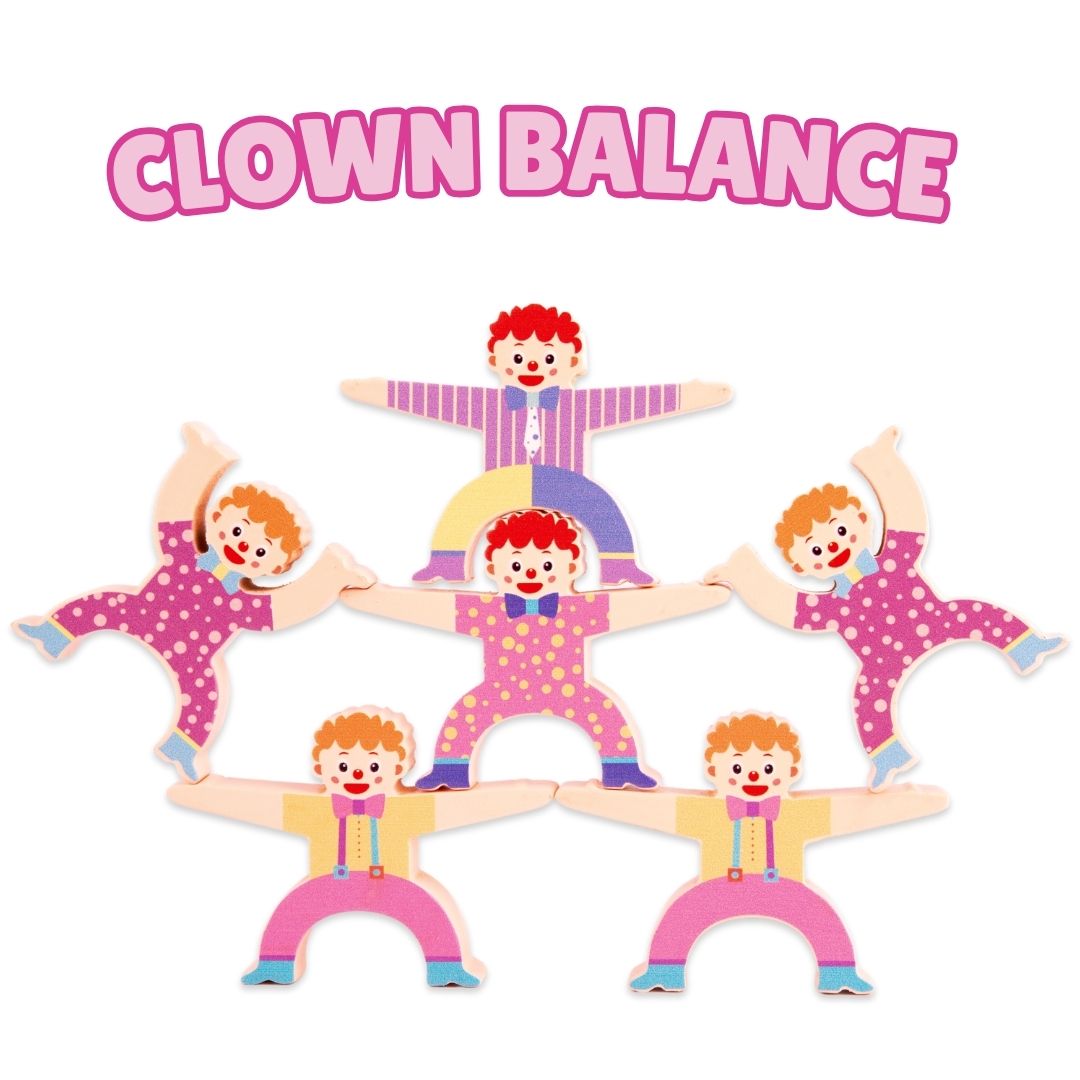 Cots & Cuddles 16pc Wooden Clown Balance Toy for Kids