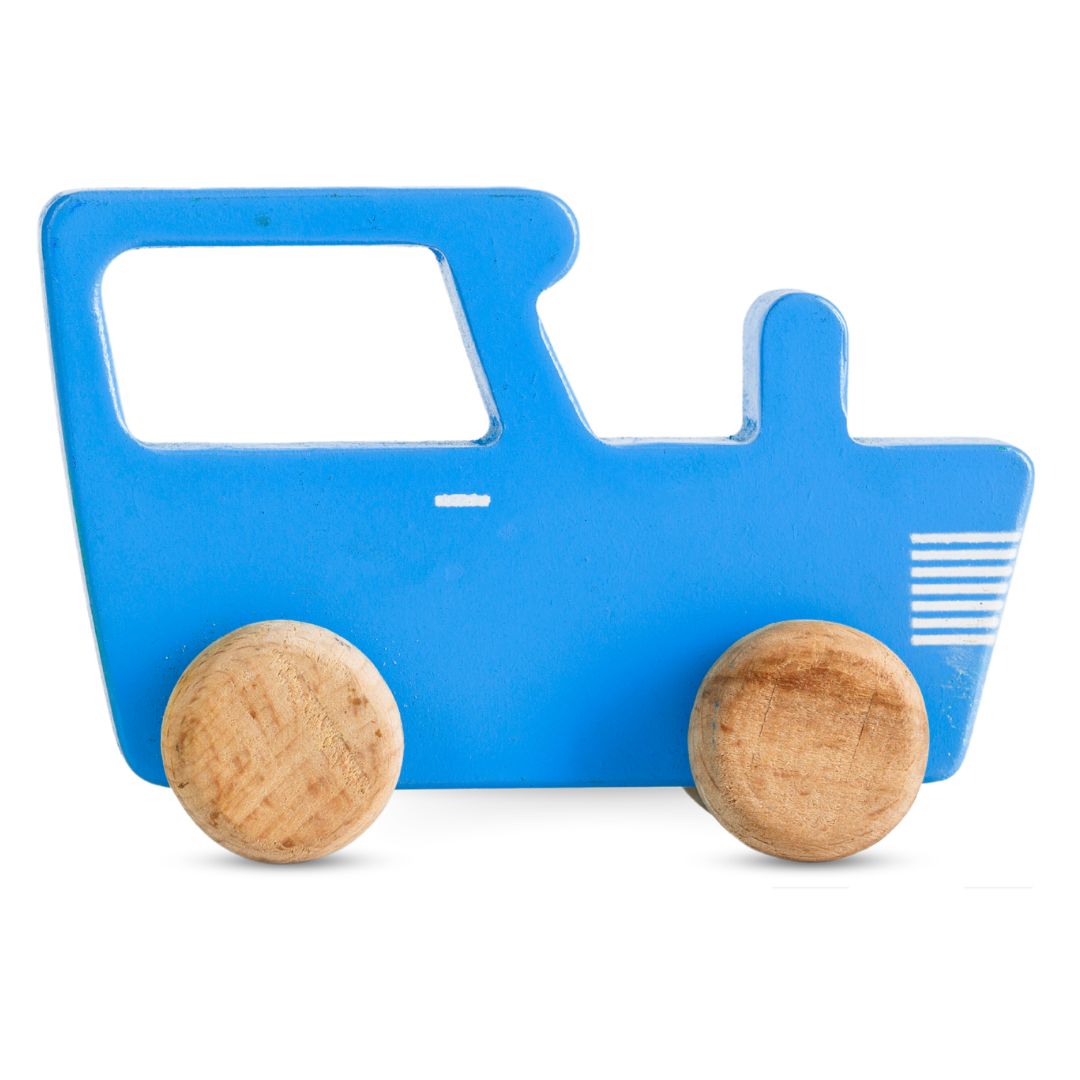 Cots and Cuddles Wooden Blue Tractor Toy for Kids