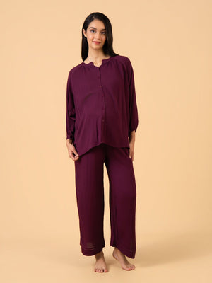 Fine as Wine Maternity and Nursing Nightwear Set - Wine Maternity Nightwear Set