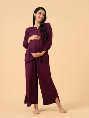 Fine as Wine Maternity and Nursing Nightwear Set - Wine Maternity Nightwear Set