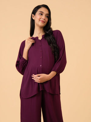 Fine as Wine Maternity and Nursing Nightwear Set - Wine Maternity Nightwear Set
