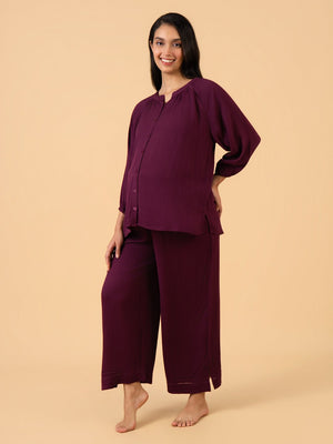 Fine as Wine Maternity and Nursing Nightwear Set - Wine Maternity Nightwear Set