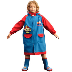 Fire Engine theme,Knee length Raincoat for Kids - 3 - 4 Years Monsoon Wear
