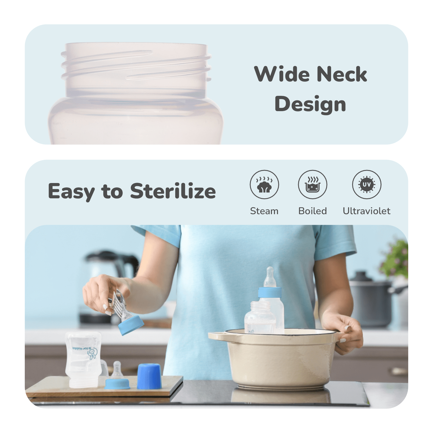 First Feed Polypropylin Feeding Bottle - Light Blue I 150 ML - Feeding Bottles