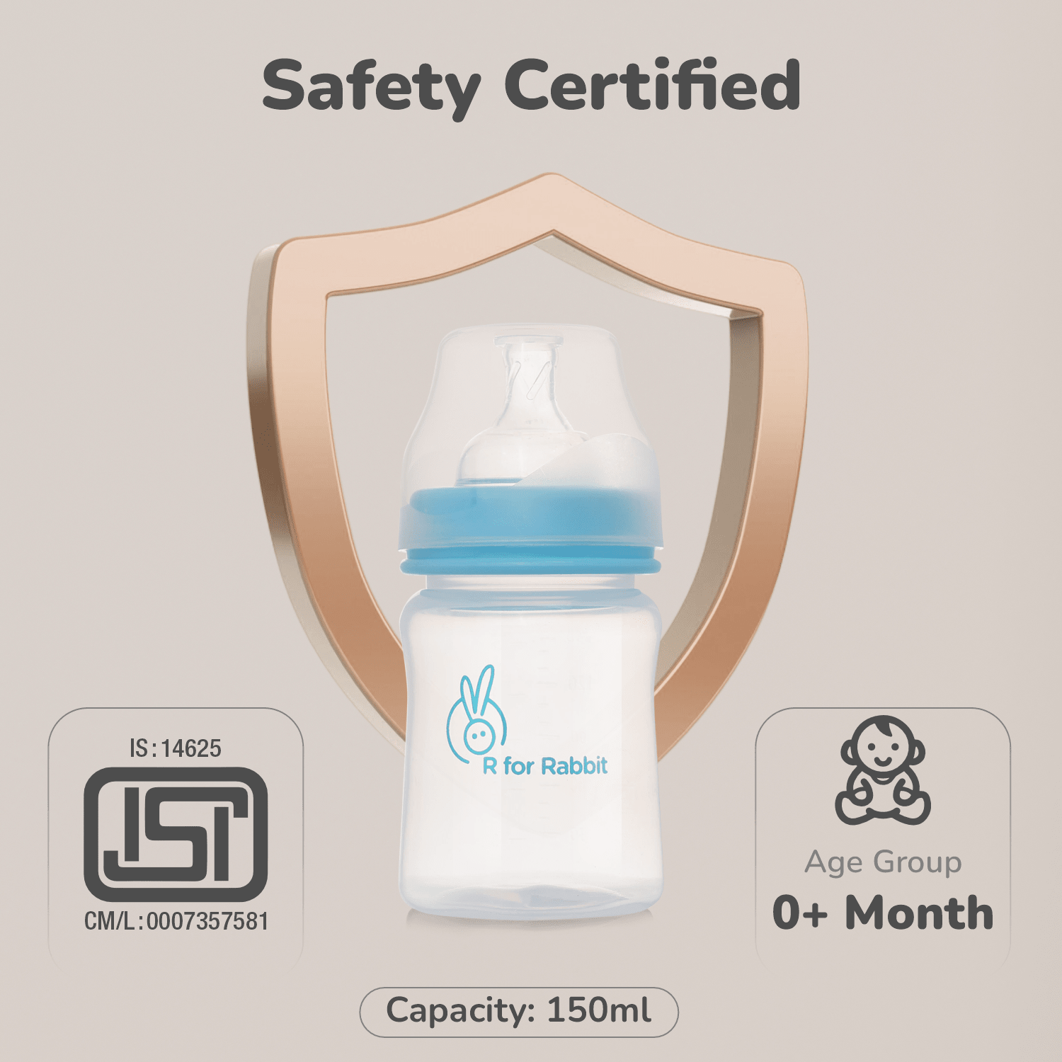 First Feed Polypropylin Feeding Bottle - Light Blue I 150 ML - Feeding Bottles