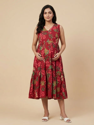 Flame Edit Maternity And Nursing Dress - S Maternity Casual Dress