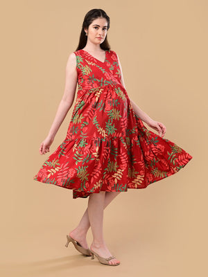 Flame Edit Maternity And Nursing Dress - S Maternity Casual Dress