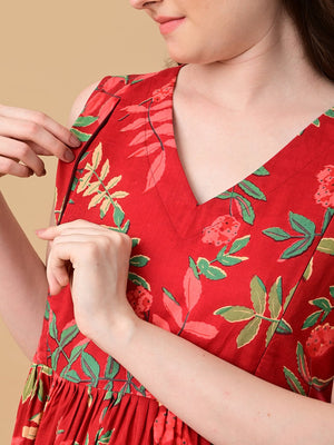 Flame Edit Maternity And Nursing Dress - S Maternity Casual Dress