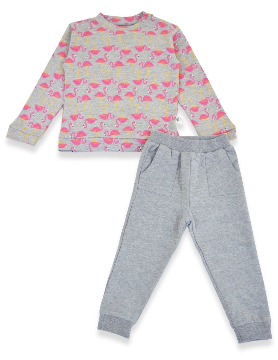 Flamingo Dance Sweatshirt and Grey Sweatpants Combo - KS2-FLMBS-1-2