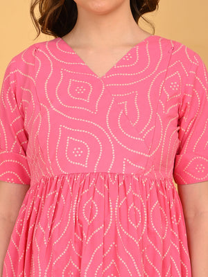 Detailed close-up of Flamingo Flirt Maternity and Nursing Dress showing concealed nursing zipper and fabric texture.